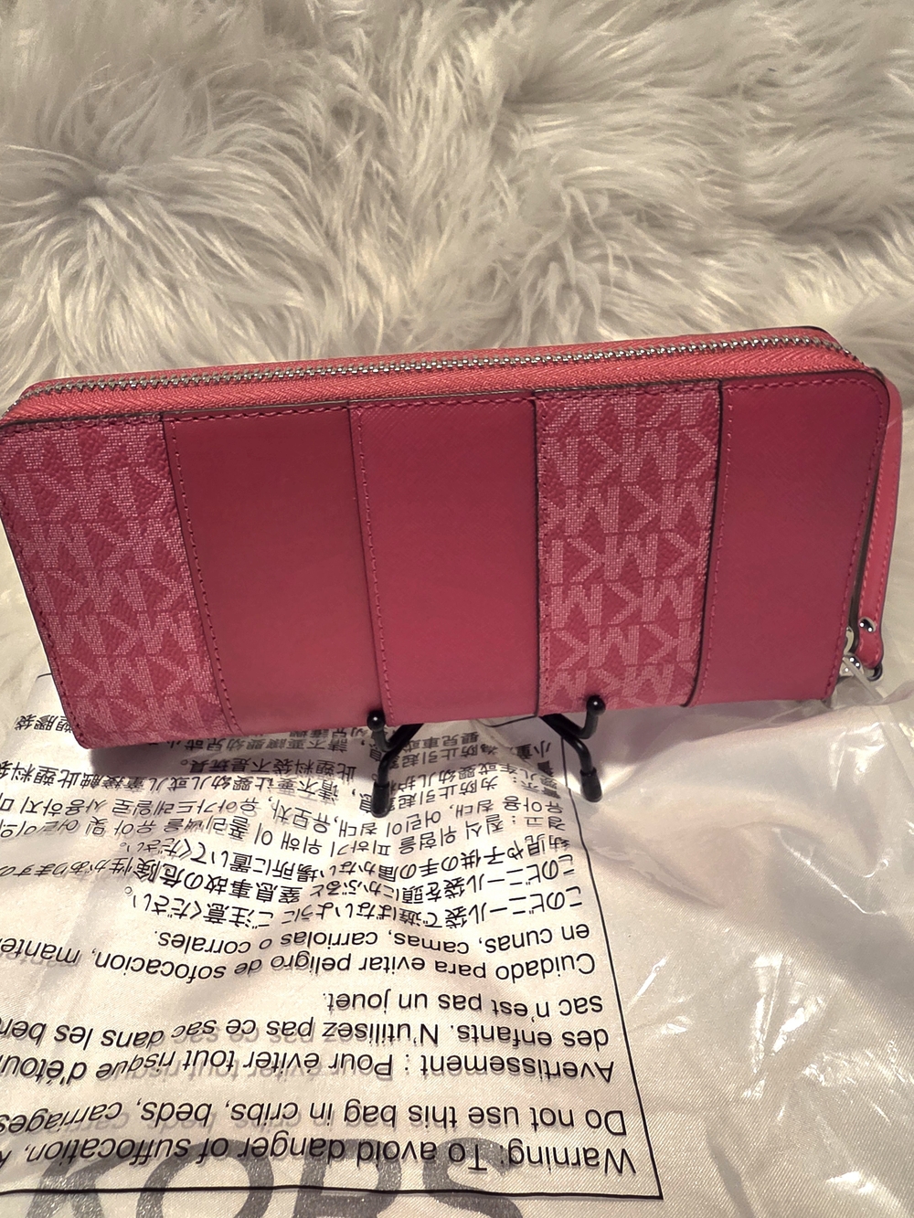 Michael Michael Kors Avril Large Raspberry Satchel Bag & Matching Wallet NWT - Picture 11 of 17